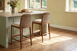 Cerisano Seagrass and Acacia Wood Counter Stool in an English country dining room