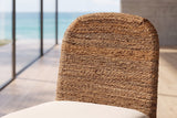 Close-up of the Cerisano Seagrass and Acacia Wood Counter Stool: seagrass