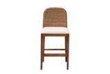 Cerisano Seagrass and Acacia Wood Counter Stool, front view