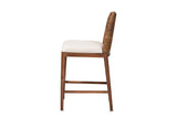 Cerisano Seagrass and Acacia Wood Counter Stool, side view