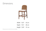 Cerisano Seagrass and Acacia Wood Counter Stool dimensions