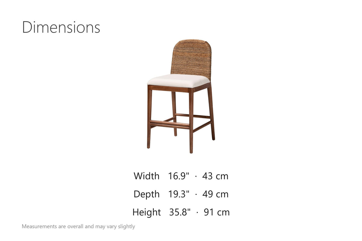 Cerisano Seagrass and Acacia Wood Counter Stool dimensions