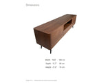 Cernobbio Curved Walnut Media Console dimensions: 70.8 in wide, 15.7 in deep, 21.6 in high