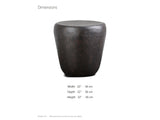 Cervara Rustic Bronze Metal Drum Side Table dimensions: 22.0 in wide, 22.0 in deep, 22.0 in high