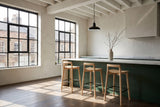 Cervicati 26.5-Inch Solid Ash Low-Back Counter Stool in a city loft