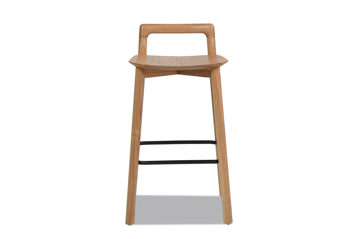 Cervicati 26.5-Inch Solid Ash Low-Back Counter Stool, front view