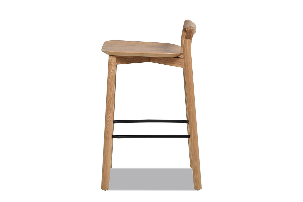 Cervicati 26.5-Inch Solid Ash Low-Back Counter Stool, side view