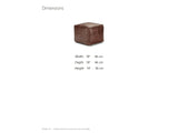 Cervo Distressed Brown Genuine Leather Square Pouf dimensions: 18.0 in wide, 18.0 in deep, 14.0 in high