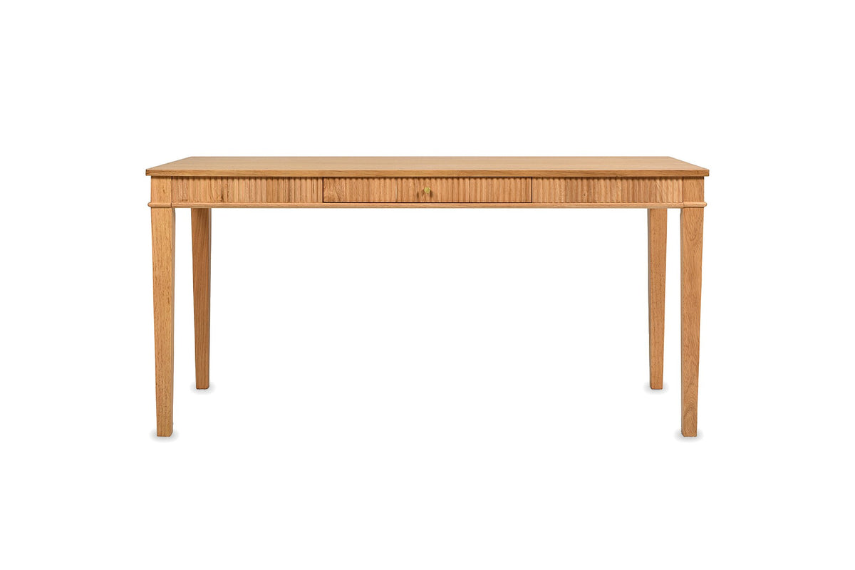 Cessaniti 63-Inch 1-Drawer Reeded Rubberwood Writing Desk, front view