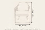 Chiaramonte dining armchair dimensions: 24 in wide, 32 in high, 23.5 in deep, arm height 24 in (per chair)