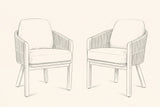 Pencil sketch of the two Chiaramonte dining armchairs, three-quarter view