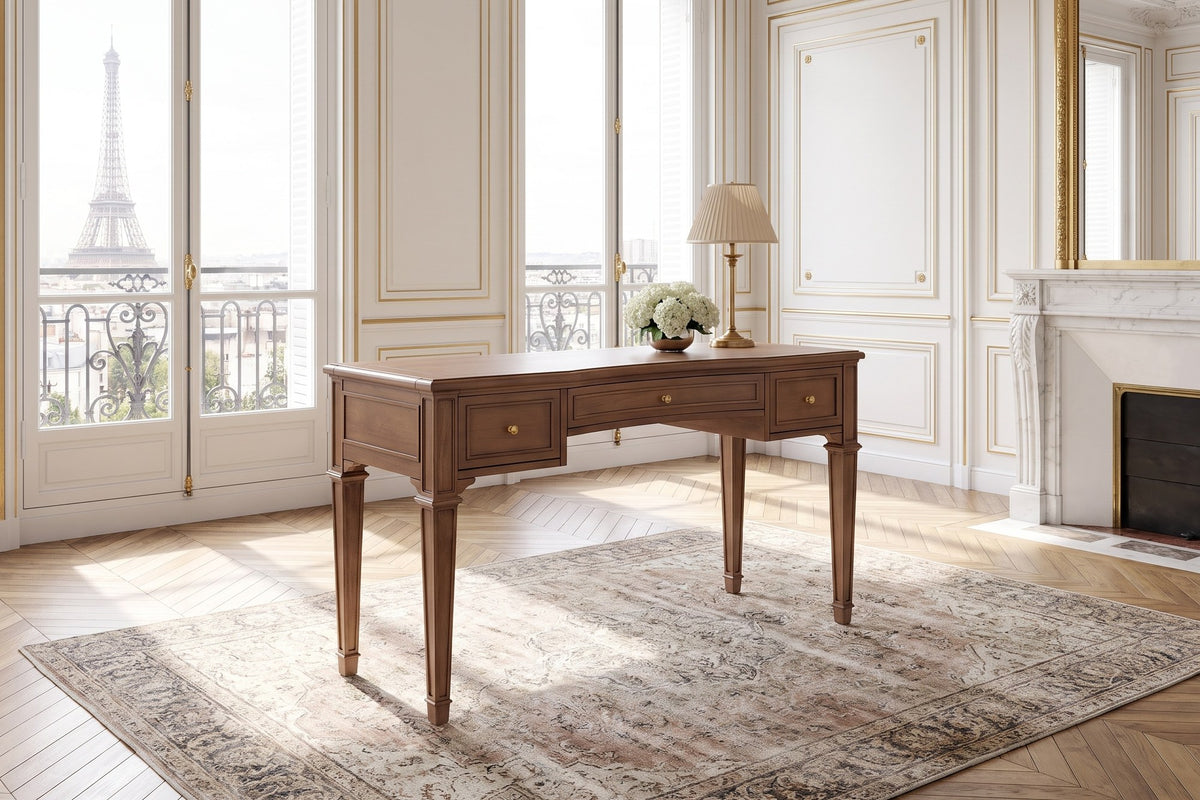 Chiaravalle 55-Inch 3-Drawer Rubberwood and Veneer Executive Desk in a Paris salon
