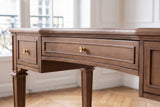Close-up of the Chiaravalle 55-Inch 3-Drawer Rubberwood and Veneer Executive Desk: drawer