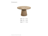 Chiavari Oak Veneer Round Pedestal Coffee Table dimensions: 29.0 in wide, 29.0 in deep, 17.0 in high