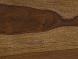 Close-up of the Chieri 34-Inch Square Solid Sheesham Waterfall Coffee Table: solid sheesham wood grain