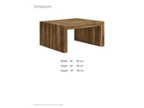 Chieri 34-Inch Square Solid Sheesham Waterfall Coffee Table dimensions: 34.0 in wide, 34.0 in deep, 18.0 in high