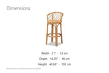 Cicala Natural Rattan Lattice-Back Bar Stool dimensions