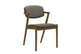 Cirella Mid-Century Z-Frame Walnut Finish Fabric Dining Chair (Set of 2) on a white background