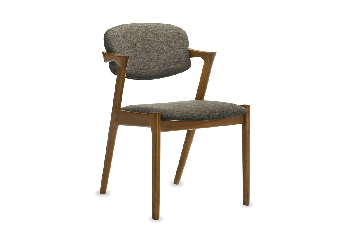 Cirella Mid-Century Z-Frame Walnut Finish Fabric Dining Chair (Set of 2) on a white background