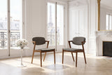 Cirella Mid-Century Z-Frame Walnut Finish Fabric Dining Chair (Set of 2) in a Paris salon