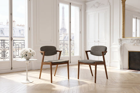 Cirella Mid-Century Z-Frame Walnut Finish Fabric Dining Chair (Set of 2)