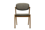 Cirella Mid-Century Z-Frame Walnut Finish Fabric Dining Chair (Set of 2), front view