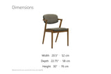 Cirella Mid-Century Z-Frame Walnut Finish Fabric Dining Chair (Set of 2) dimensions