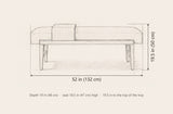 Citerna bench dimensions: 52 in long, 19.5 in high to the top of the tray, 19 in deep
