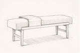 Pencil sketch of the Citerna bench, drawn from the same three-quarter view