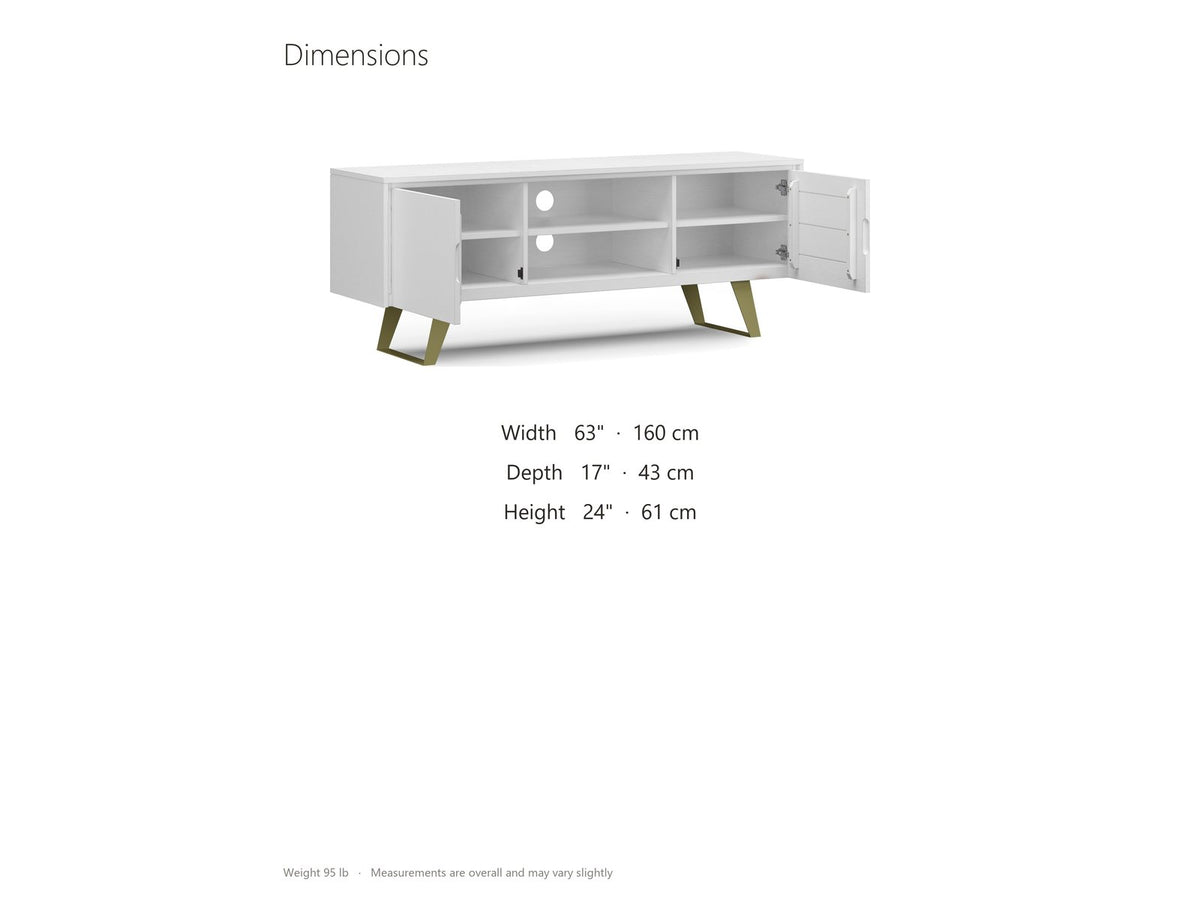 Cittadella White Media Console dimensions: 63.0 in wide, 17.0 in deep, 24.0 in high