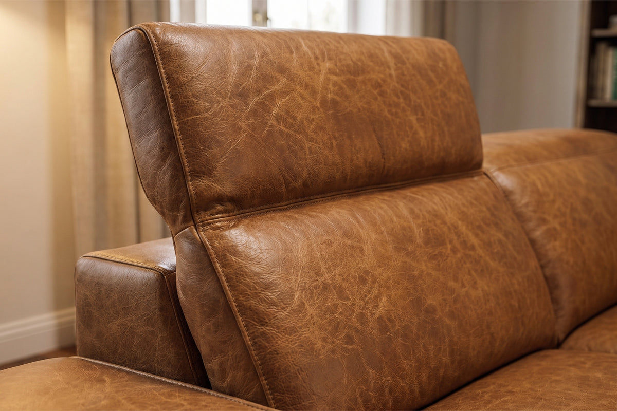 Valencia Clara Distressed Leather Recliner Sectional Sofa