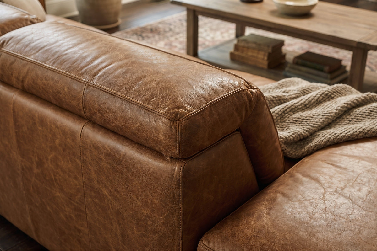 Valencia Clara Distressed Leather Recliner Sectional Sofa
