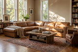 Valencia Clara Distressed Leather Recliner Sectional Sofa