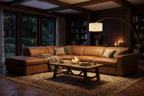 Valencia Clara Distressed Leather Recliner Sectional Sofa