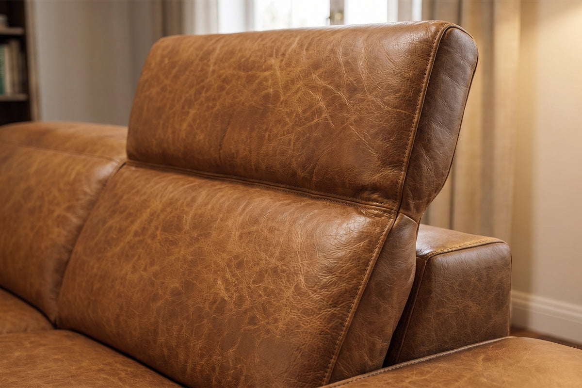 Valencia Clara Distressed Leather Recliner Sectional Sofa