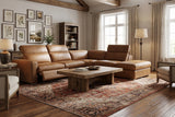 Valencia Clara Distressed Leather Recliner Sectional Sofa