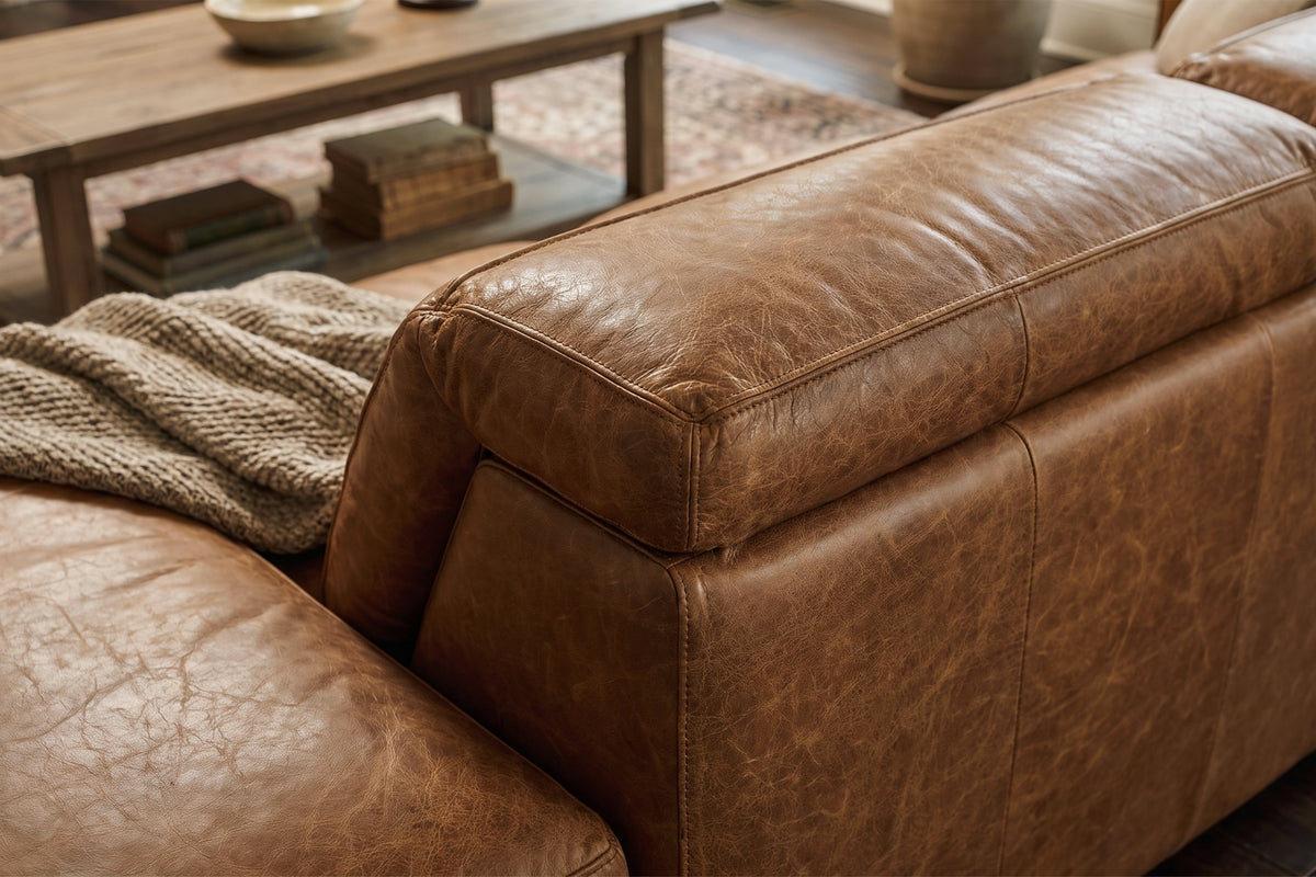 Valencia Clara Distressed Leather Recliner Sectional Sofa
