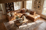 Valencia Clara Distressed Leather Recliner Sectional Sofa