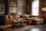 Valencia Clara Distressed Leather Recliner Sectional Sofa