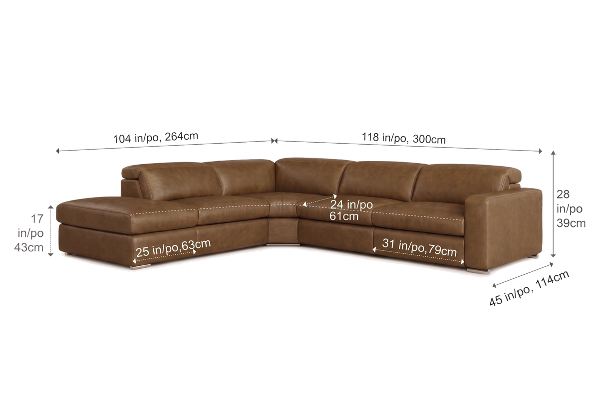 Valencia Clara Distressed Leather Recliner Sectional Sofa