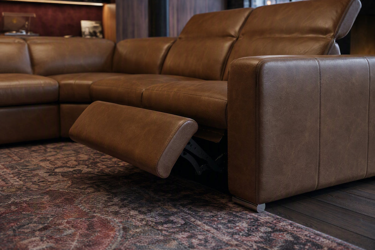 Valencia Clara Distressed Leather Recliner Sectional Sofa