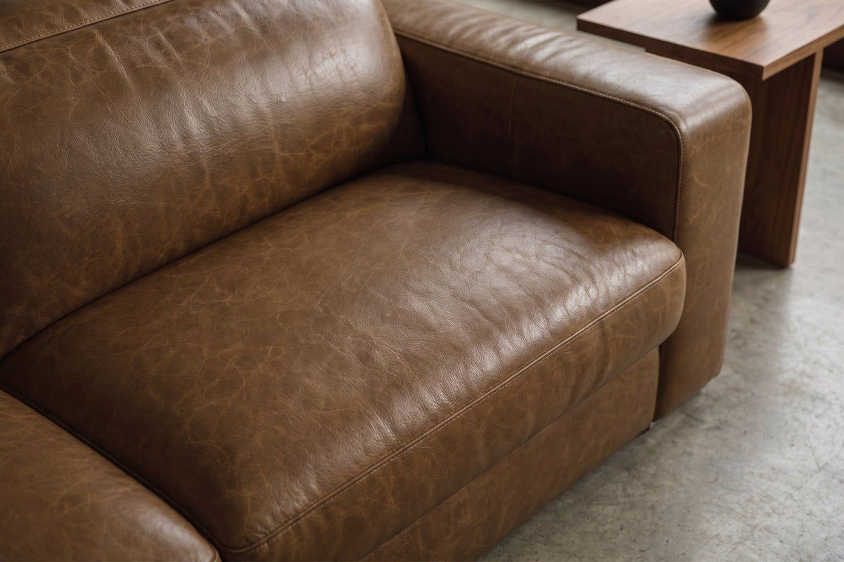 Valencia Clara Distressed Leather Recliner Sectional Sofa