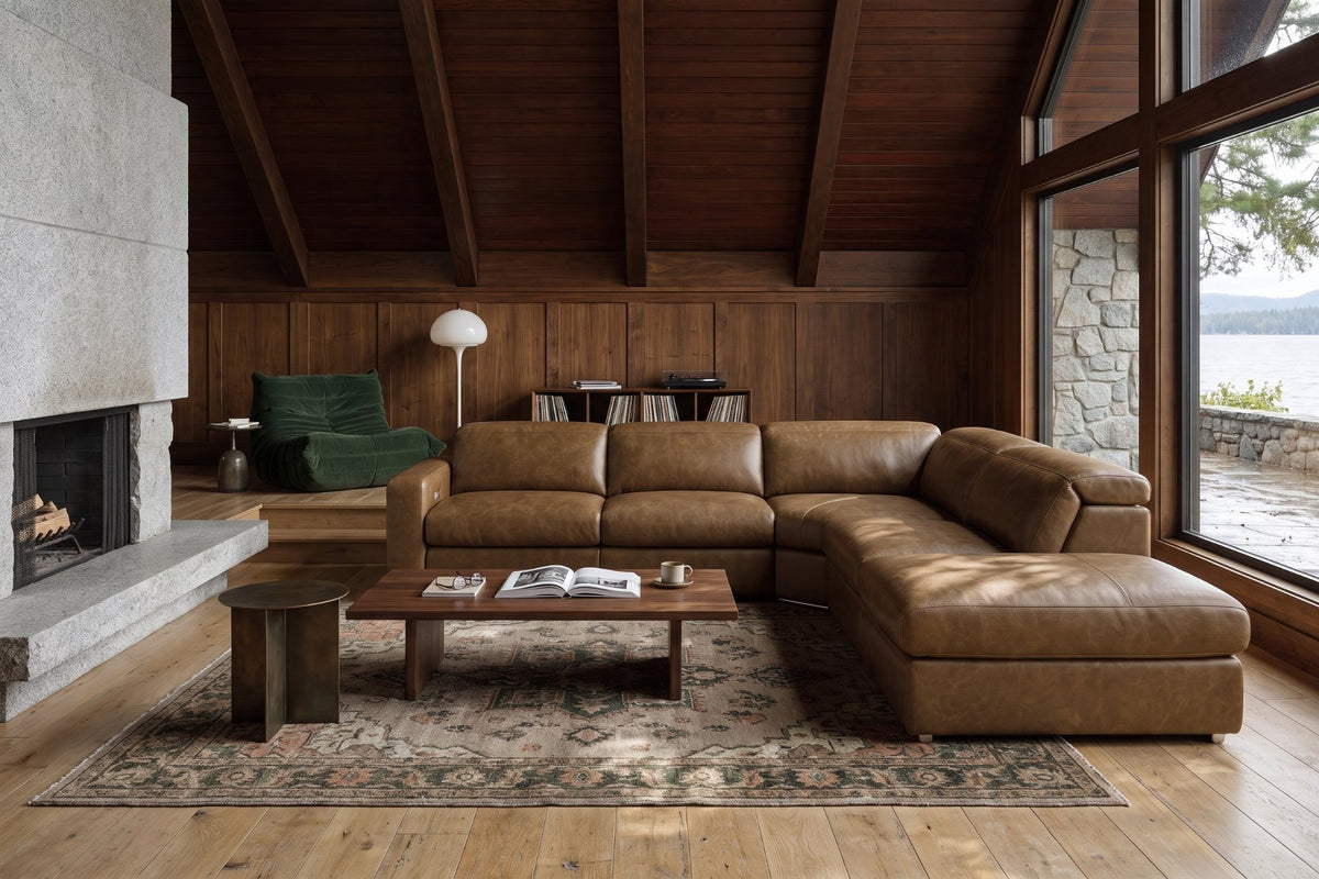 Valencia Clara Distressed Leather Recliner Sectional Sofa