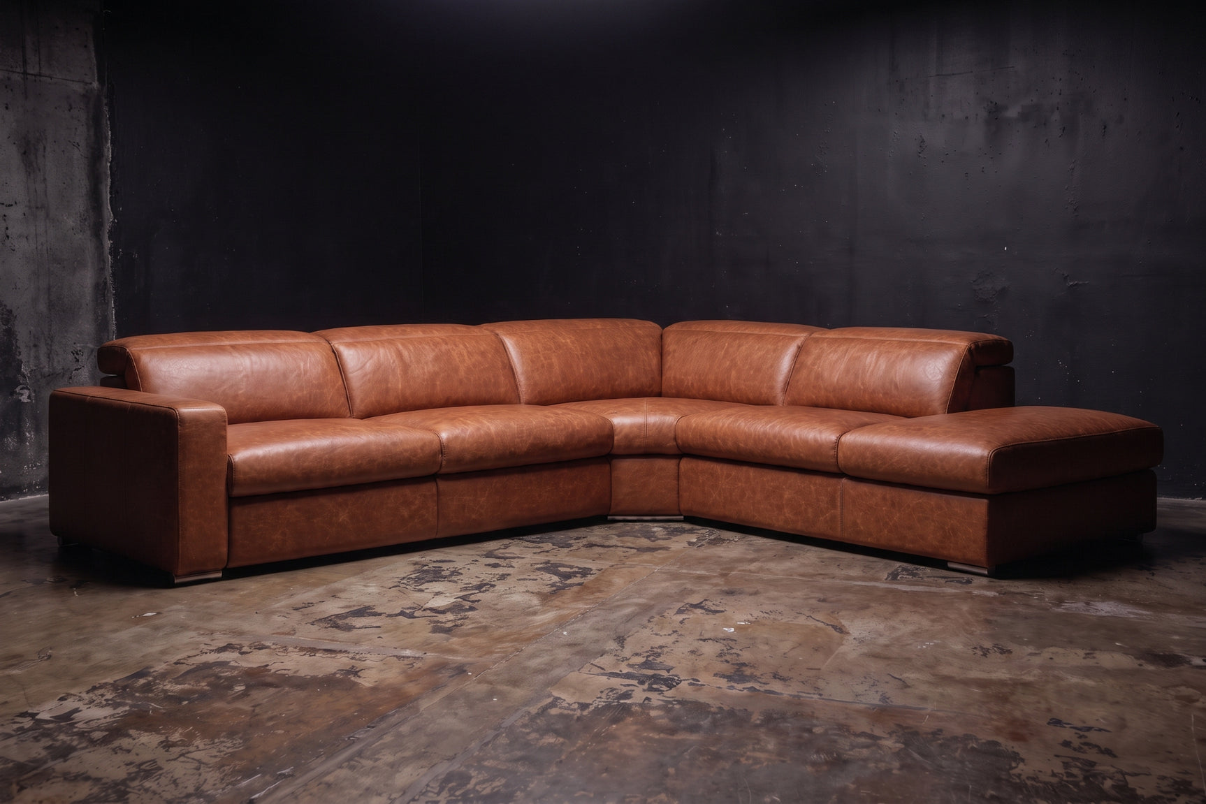Valencia Clara Distressed Leather Recliner Sectional Sofa