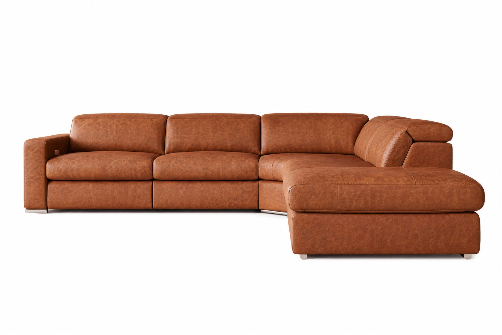Valencia Clara Distressed Leather Recliner Sectional Sofa