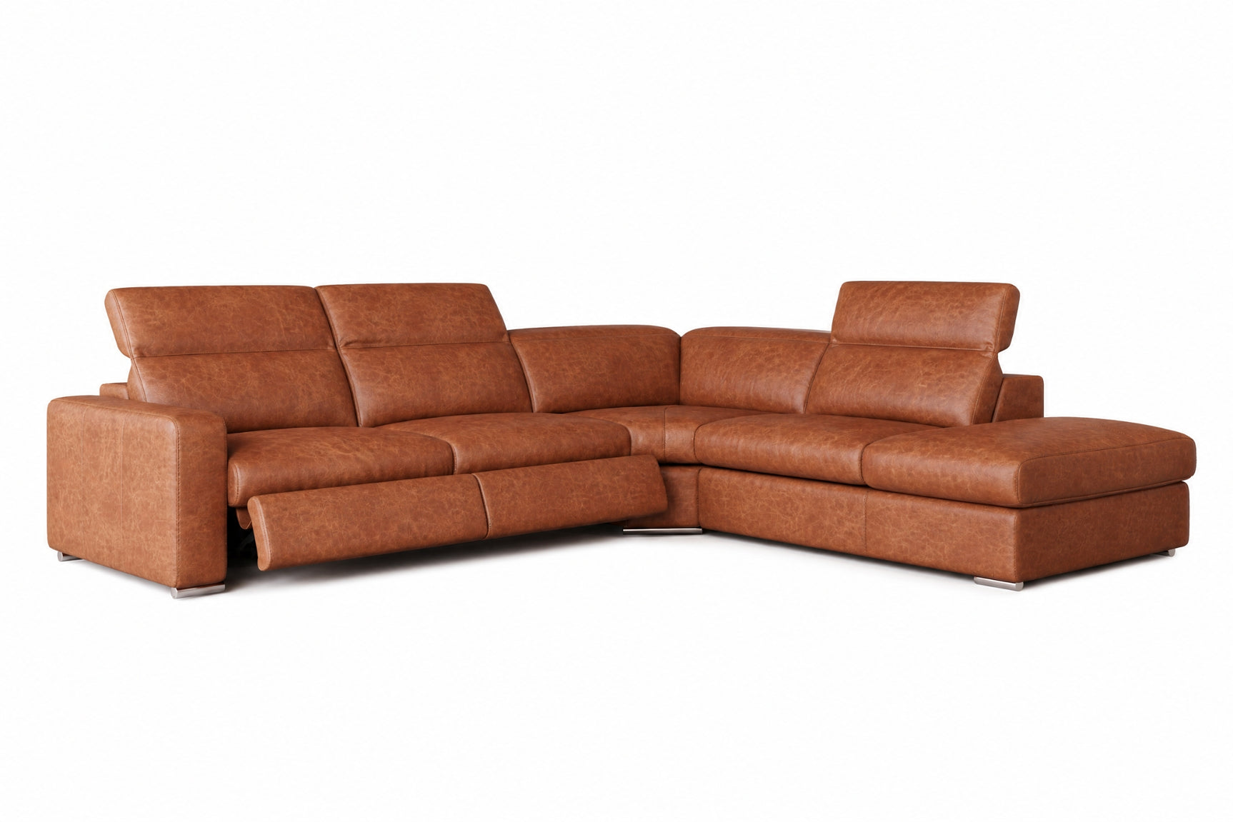 Valencia Clara Distressed Leather Recliner Sectional Sofa