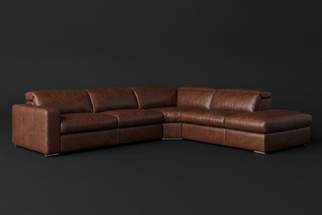 Valencia Clara Distressed Leather Recliner Sectional Sofa