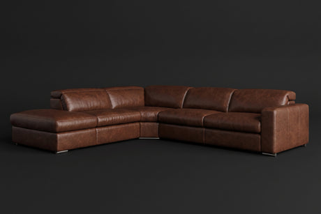 Valencia Clara Distressed Leather Recliner Sectional Sofa