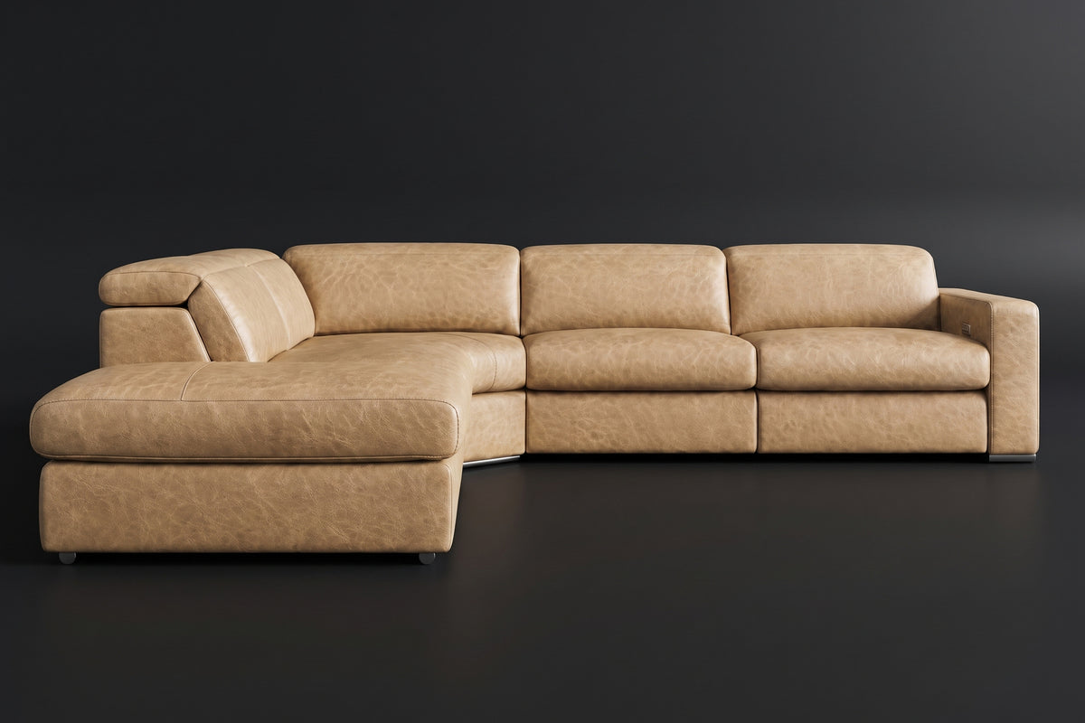 Valencia Clara Distressed Leather Recliner Sectional Sofa