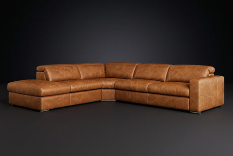 Valencia Clara Distressed Leather Recliner Sectional Sofa